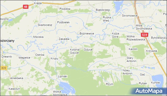 mapa Giżyce gmina Michów, Giżyce gmina Michów na mapie Targeo