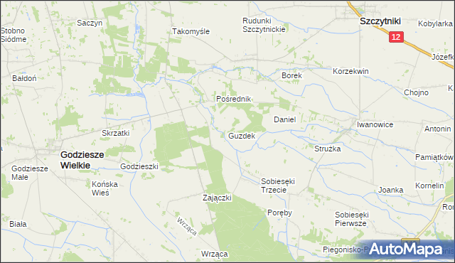 mapa Guzdek, Guzdek na mapie Targeo