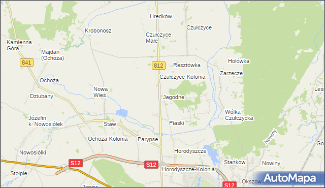 mapa Jagodne gmina Sawin, Jagodne gmina Sawin na mapie Targeo