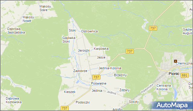 mapa Jaśce, Jaśce na mapie Targeo