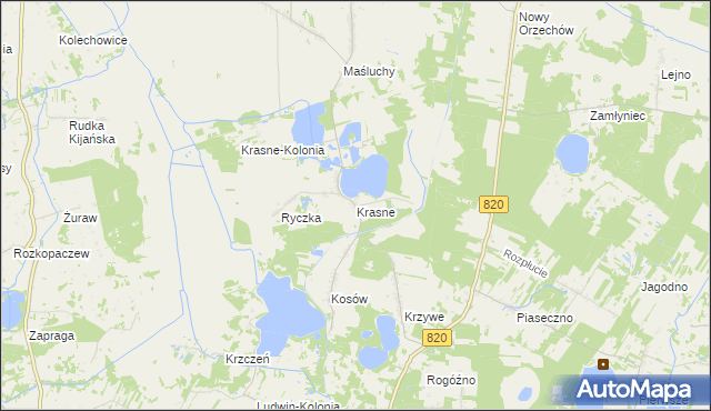 mapa Krasne gmina Uścimów, Krasne gmina Uścimów na mapie Targeo