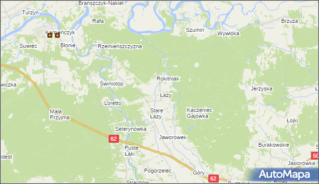 mapa Łazy gmina Łochów, Łazy gmina Łochów na mapie Targeo