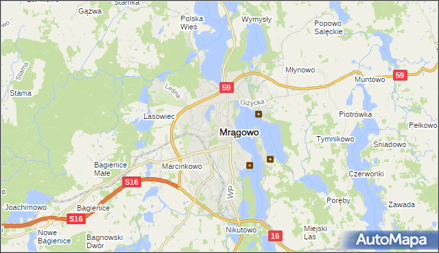 mapa Mrągowo, Mrągowo na mapie Targeo