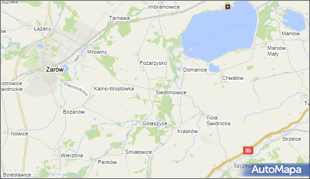 mapa Siedlimowice, Siedlimowice na mapie Targeo