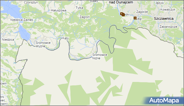 mapa Sromowce Niżne, Sromowce Niżne na mapie Targeo