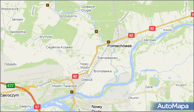 mapa Stanisławowo gmina Pomiechówek, Stanisławowo gmina Pomiechówek na mapie Targeo
