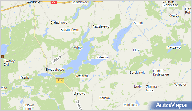 mapa Szteklin, Szteklin na mapie Targeo