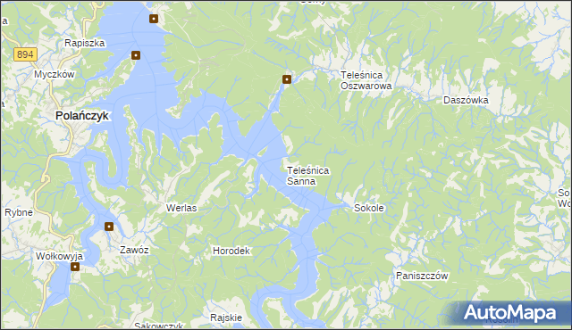 mapa Teleśnica Sanna, Teleśnica Sanna na mapie Targeo