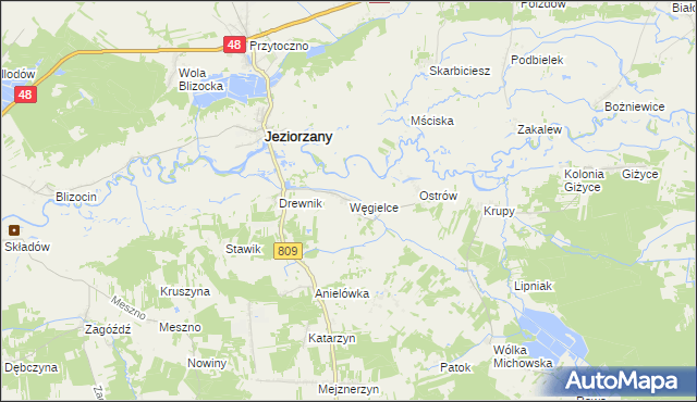 mapa Węgielce, Węgielce na mapie Targeo