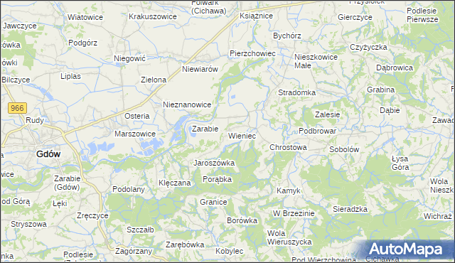 mapa Wieniec gmina Gdów, Wieniec gmina Gdów na mapie Targeo