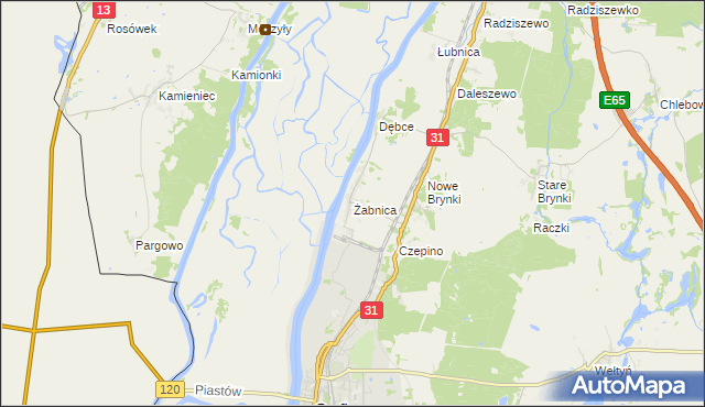 mapa Żabnica gmina Gryfino, Żabnica gmina Gryfino na mapie Targeo