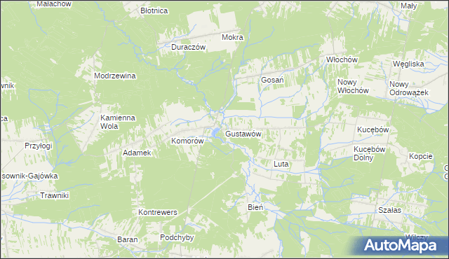 mapa Gustawów gmina Stąporków, Gustawów gmina Stąporków na mapie Targeo