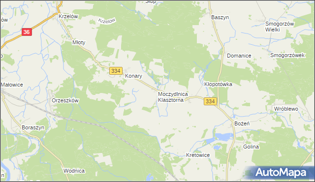 mapa Moczydlnica Klasztorna, Moczydlnica Klasztorna na mapie Targeo