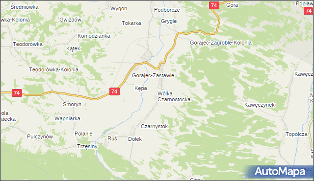 mapa Wólka Czarnostocka, Wólka Czarnostocka na mapie Targeo