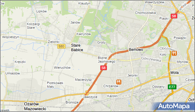 mapa Blizne Jasińskiego, Blizne Jasińskiego na mapie Targeo