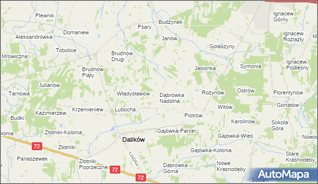mapa Dąbrówka Nadolna, Dąbrówka Nadolna na mapie Targeo