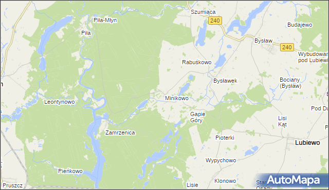 mapa Minikowo gmina Lubiewo, Minikowo gmina Lubiewo na mapie Targeo