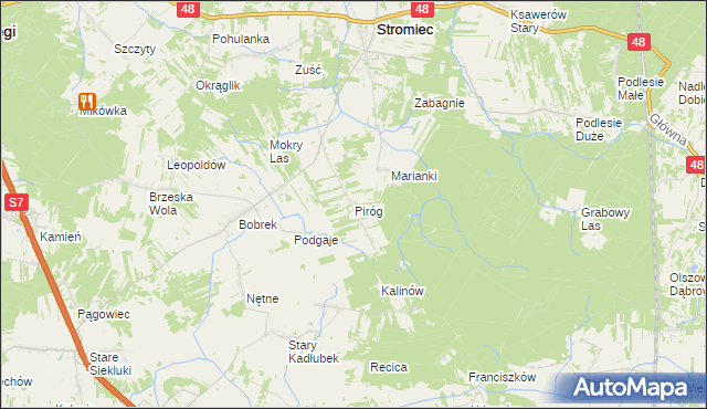 mapa Piróg gmina Stromiec, Piróg gmina Stromiec na mapie Targeo