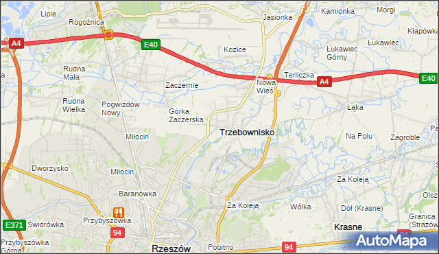 mapa Trzebownisko, Trzebownisko na mapie Targeo