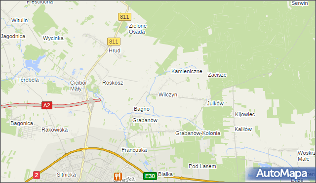 mapa Wilczyn gmina Biała Podlaska, Wilczyn gmina Biała Podlaska na mapie Targeo