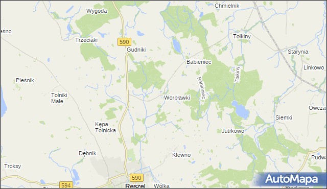mapa Worpławki, Worpławki na mapie Targeo