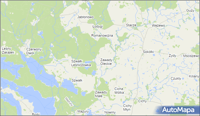 mapa Zawady Oleckie, Zawady Oleckie na mapie Targeo