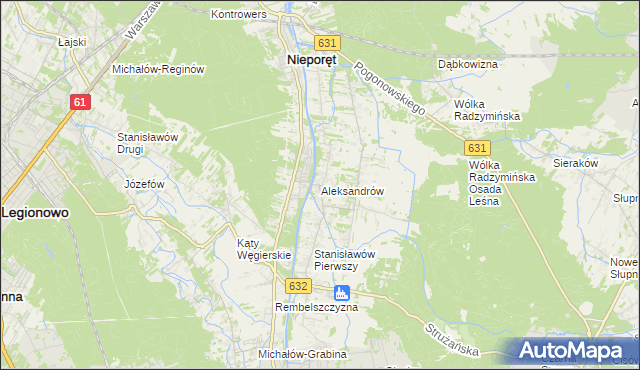 mapa Aleksandrów gmina Nieporęt, Aleksandrów gmina Nieporęt na mapie Targeo