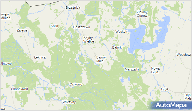 mapa Bajory Małe, Bajory Małe na mapie Targeo