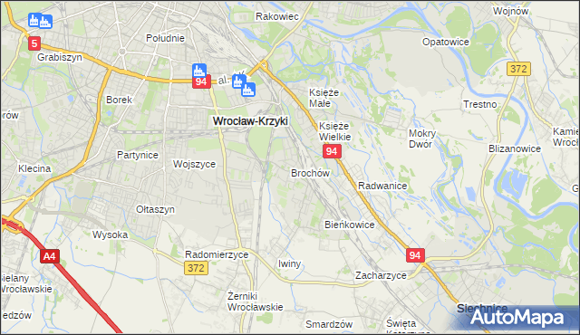 mapa Brochów gmina Wrocław, Brochów gmina Wrocław na mapie Targeo