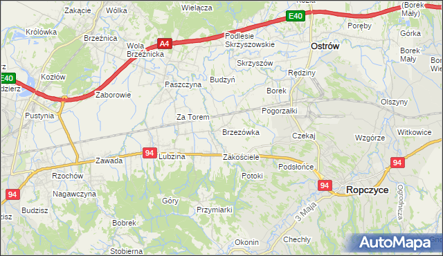 mapa Brzezówka gmina Ropczyce, Brzezówka gmina Ropczyce na mapie Targeo