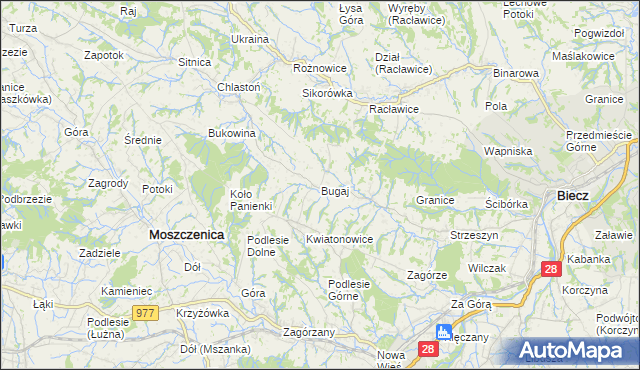 mapa Bugaj gmina Biecz, Bugaj gmina Biecz na mapie Targeo