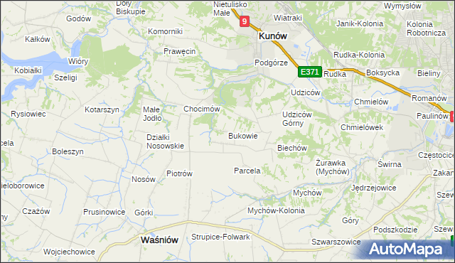 mapa Bukowie gmina Kunów, Bukowie gmina Kunów na mapie Targeo