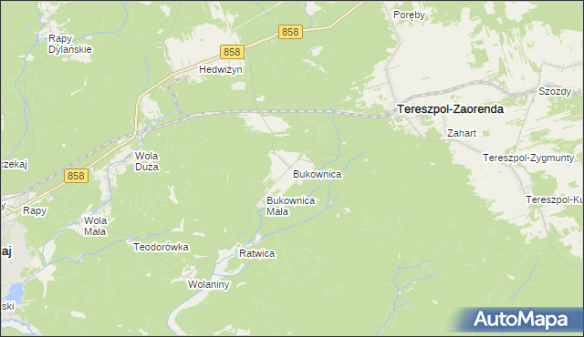 mapa Bukownica gmina Tereszpol, Bukownica gmina Tereszpol na mapie Targeo