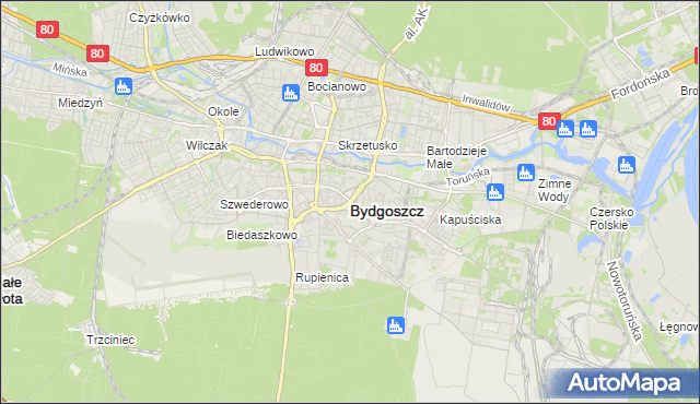 mapa Bydgoszczy, Bydgoszcz na mapie Targeo