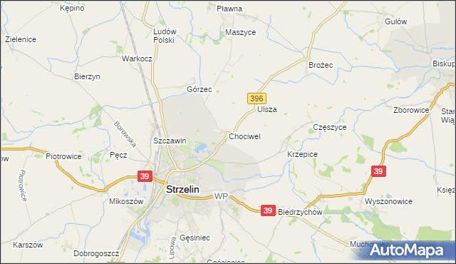 mapa Chociwel gmina Strzelin, Chociwel gmina Strzelin na mapie Targeo