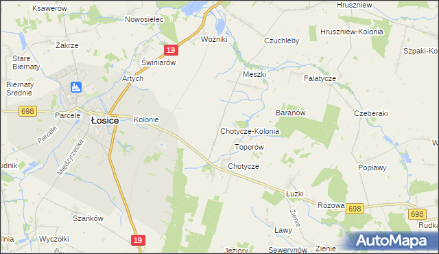 mapa Chotycze-Kolonia, Chotycze-Kolonia na mapie Targeo