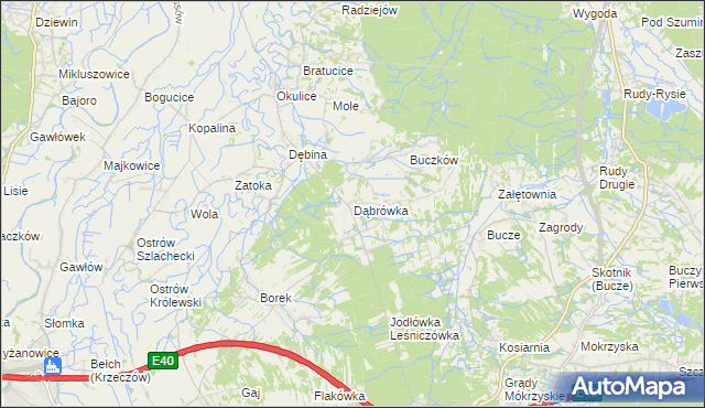 mapa Dąbrówka gmina Rzezawa, Dąbrówka gmina Rzezawa na mapie Targeo