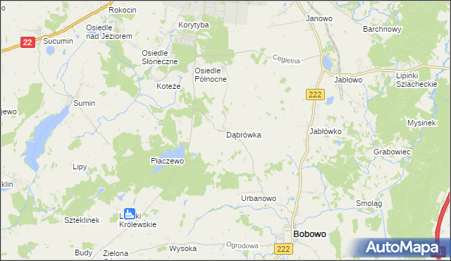 mapa Dąbrówka gmina Starogard Gdański, Dąbrówka gmina Starogard Gdański na mapie Targeo