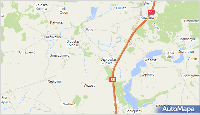 mapa Dąbrówka Słupska, Dąbrówka Słupska na mapie Targeo