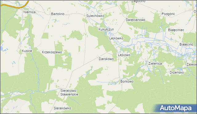 mapa Darskowo gmina Malechowo, Darskowo gmina Malechowo na mapie Targeo