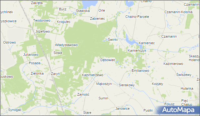 mapa Dębowiec gmina Wierzbinek, Dębowiec gmina Wierzbinek na mapie Targeo