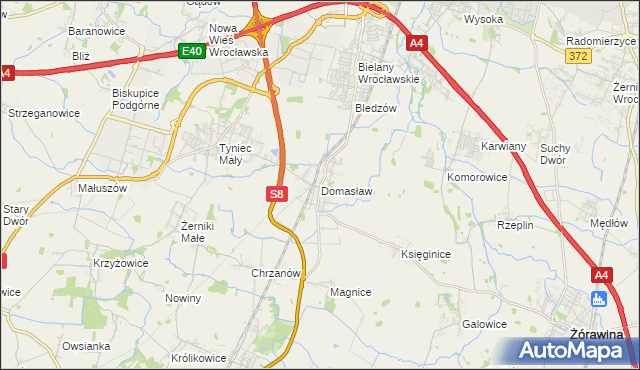 mapa Domasław, Domasław na mapie Targeo