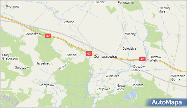 mapa Domaszowice powiat namysłowski, Domaszowice powiat namysłowski na mapie Targeo