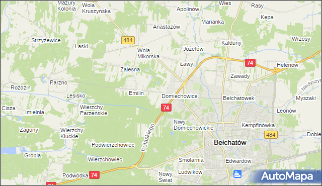 mapa Domiechowice, Domiechowice na mapie Targeo