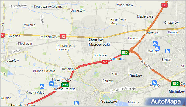 mapa Duchnice, Duchnice na mapie Targeo