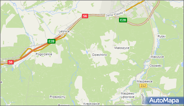 mapa Dziechlino, Dziechlino na mapie Targeo