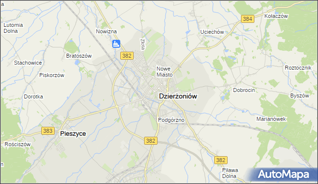 mapa Dzierżoniów, Dzierżoniów na mapie Targeo