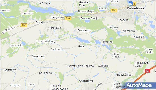 mapa Góra gmina Pobiedziska, Góra gmina Pobiedziska na mapie Targeo