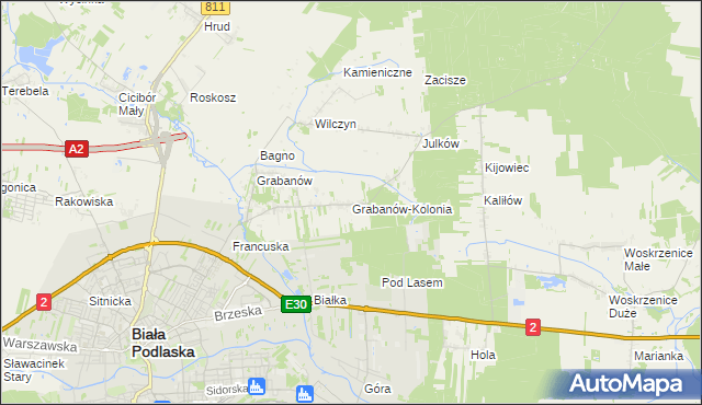 mapa Grabanów-Kolonia, Grabanów-Kolonia na mapie Targeo