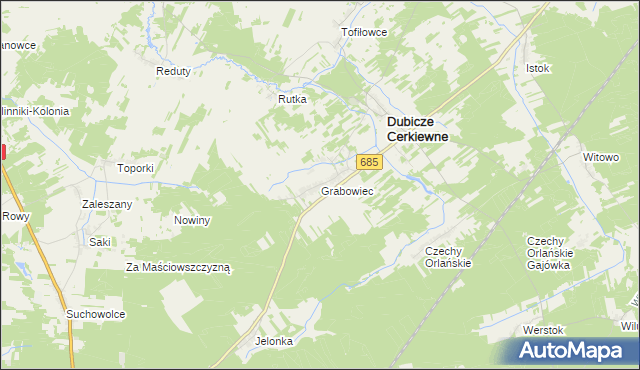 mapa Grabowiec gmina Dubicze Cerkiewne, Grabowiec gmina Dubicze Cerkiewne na mapie Targeo